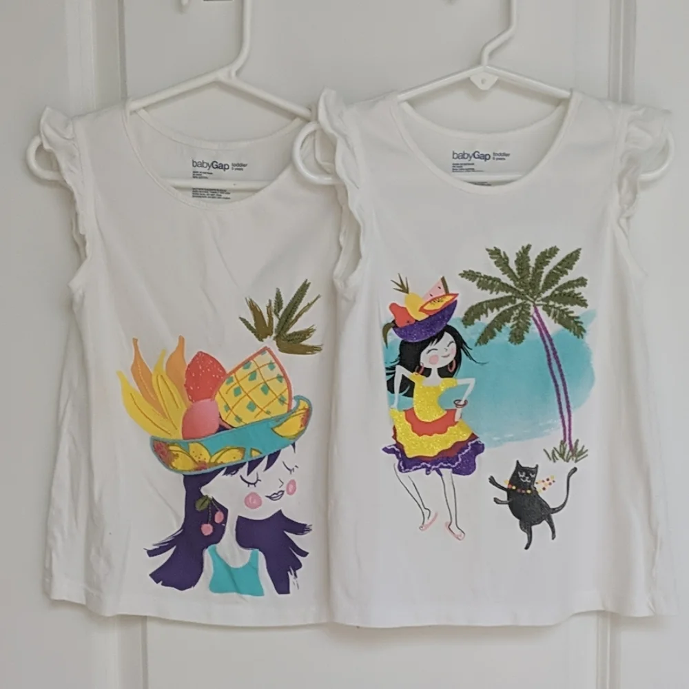 Gap Set of 2 flutter sleeve embroidered tops - 5Y